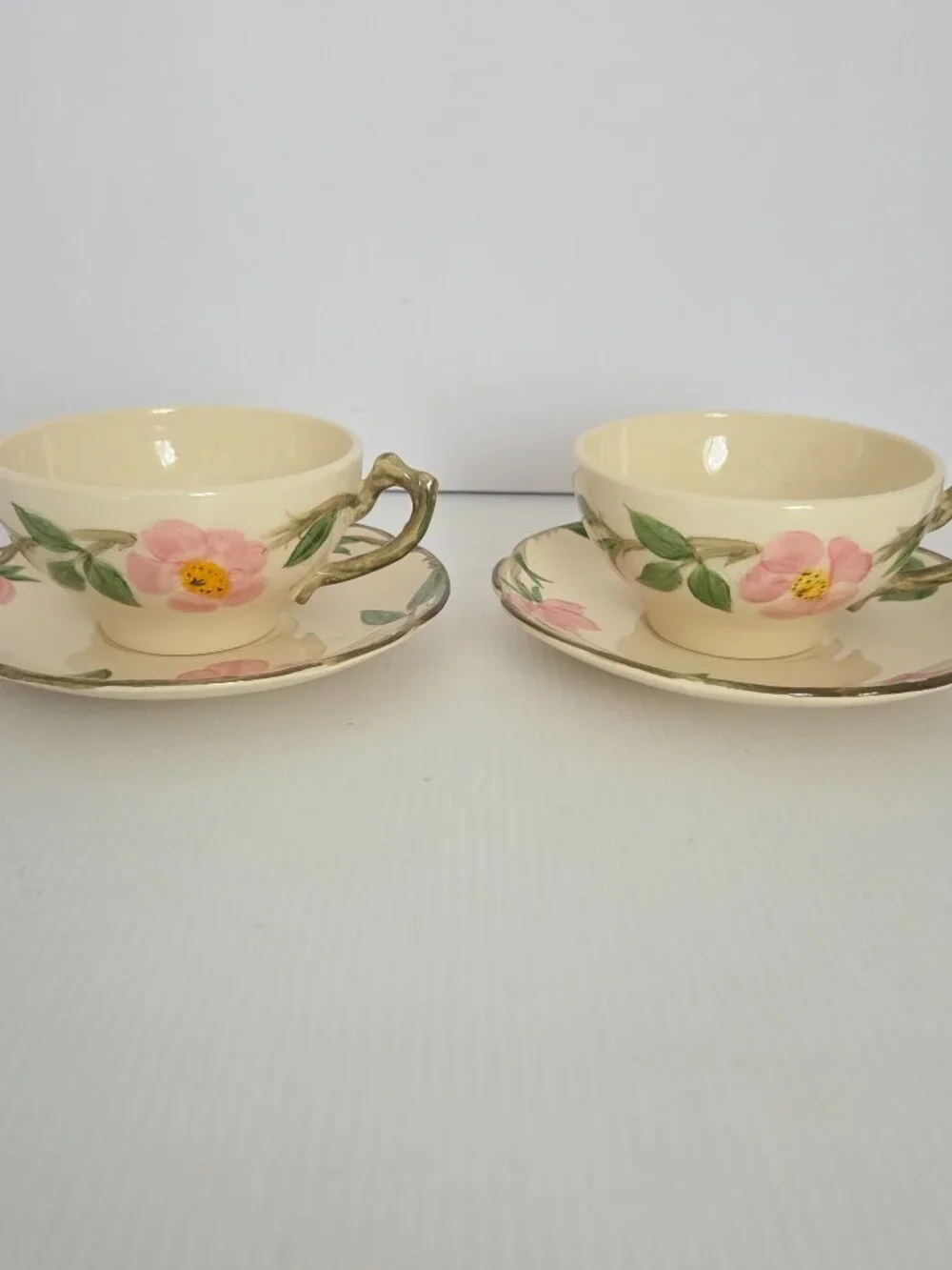 Franciscan Desert Rose Cups Hand Painted Teacups Cups & Saucers England Set of 2